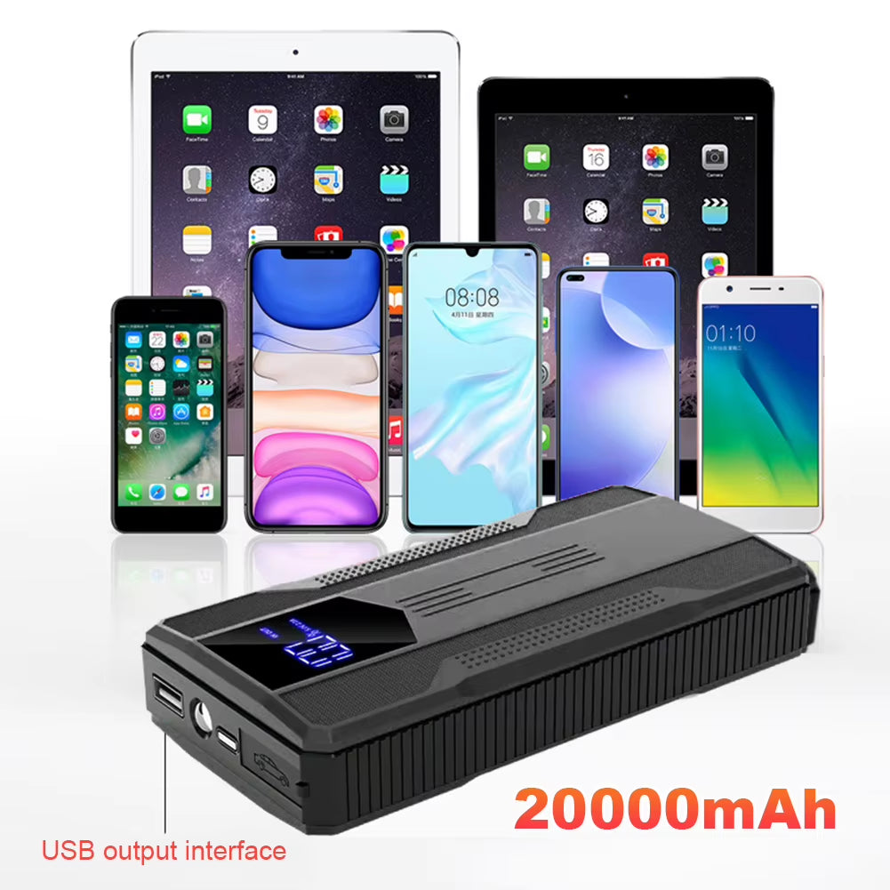 Multifunctional Power Bank 20000Mah Car Battery Charger Digital Display Car Booster Charger with Light Car Emergency Booster