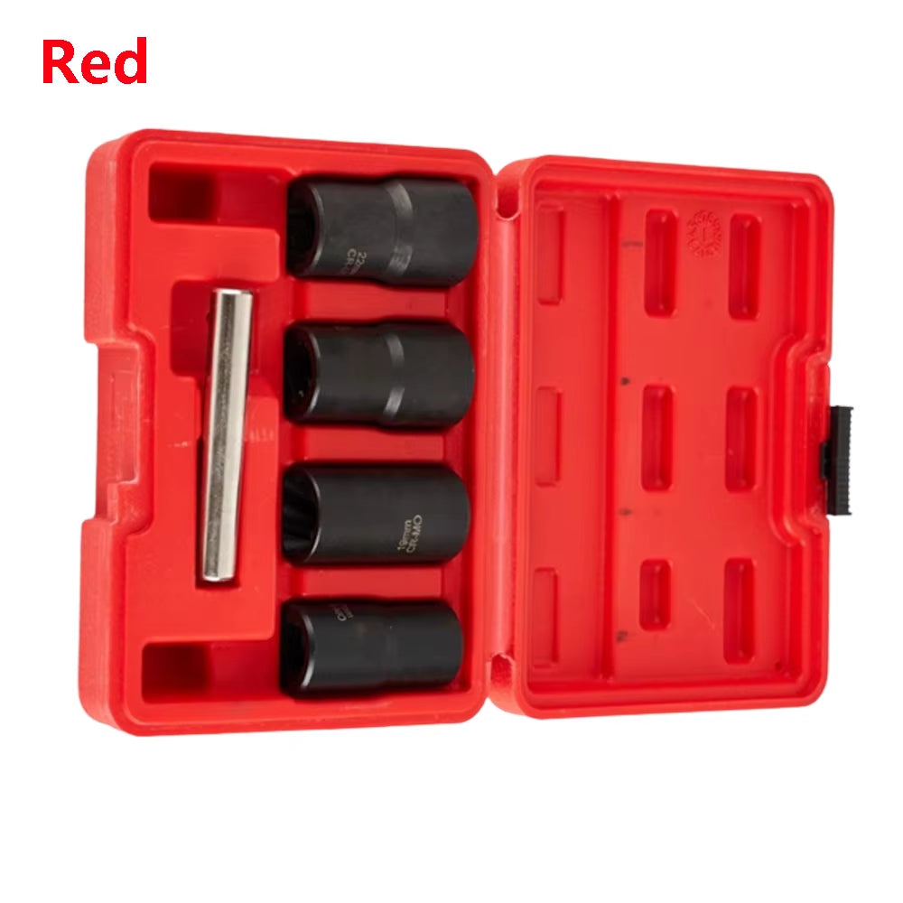 5Pcs 1/2" Twist Socket Set Locking Wheel Nut Bolt Stud Extractor Removers 17Mm 19Mm 21Mm 22Mm Socket Car Accessories